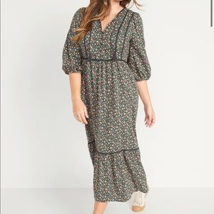 Old Navy Tie-Neck 3/4-Sleeve Maxi Dress sz XL Sold Out online NWT